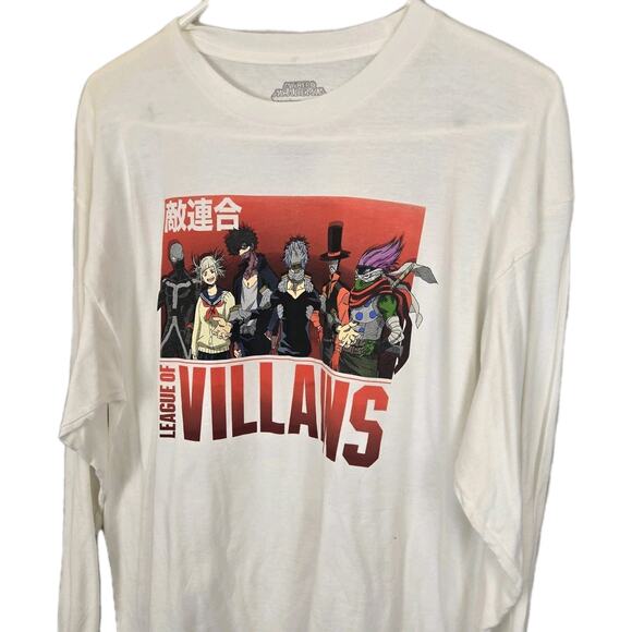 My Hero Academia League Of Villains Men Long Sleeve White Shirt Anime MEDIUM - Picture 1 of 5